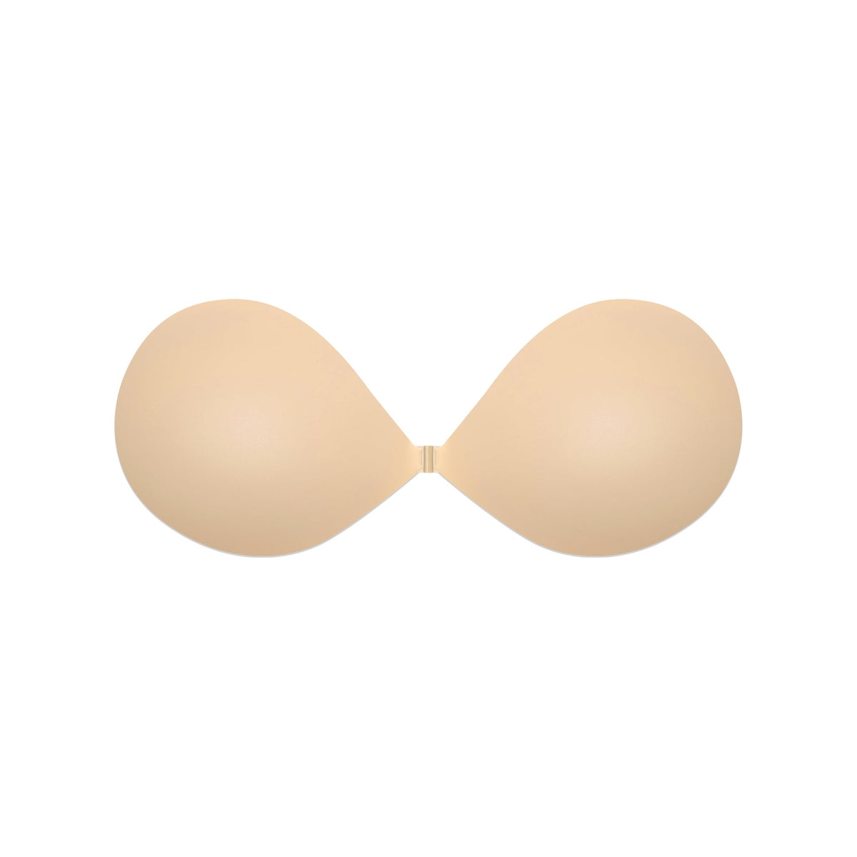 Beige strapless bra on a white background